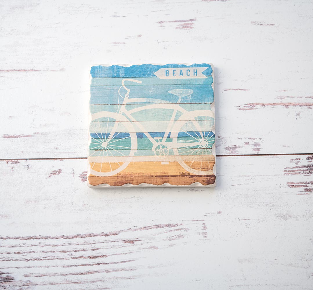Beach Bicycle coaster from the Counterart and Highland Home Beachscapes coaster set