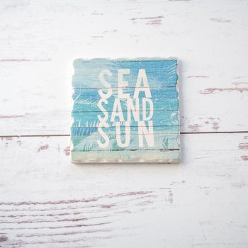 Sea, Sand, Sun coaster from the Counterart and Highland Home Beachscapes coaster set