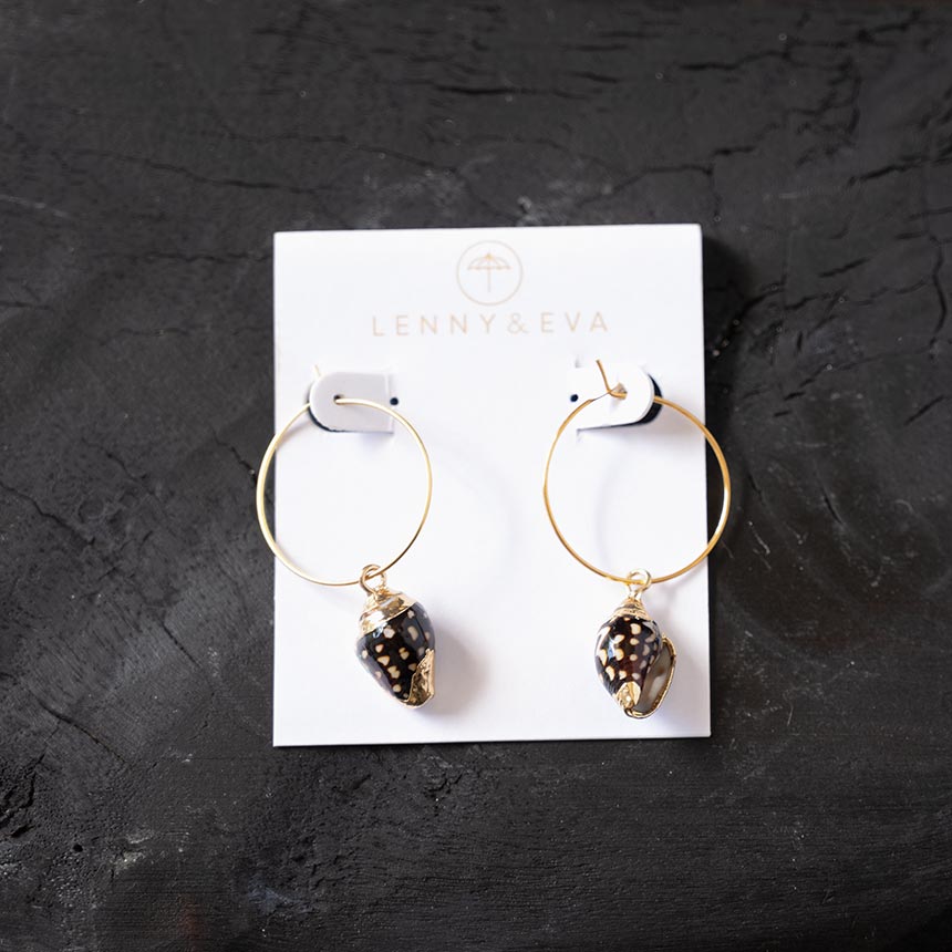 Top View of the Lenny & Eva Brown Shell Earrings
