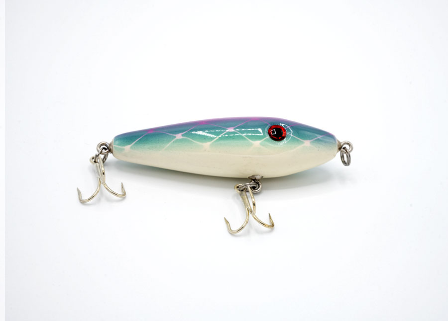 Pink & Turquoise pine wood fishing lure by JL Lures