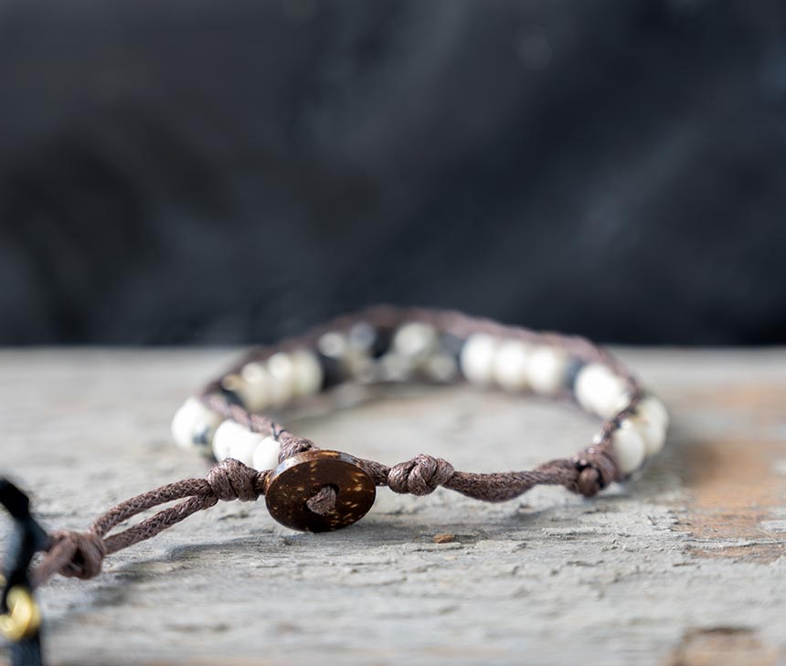 Back View of the Nomad Pebble Crunch Men’s Bracelet by Lotus and Luna