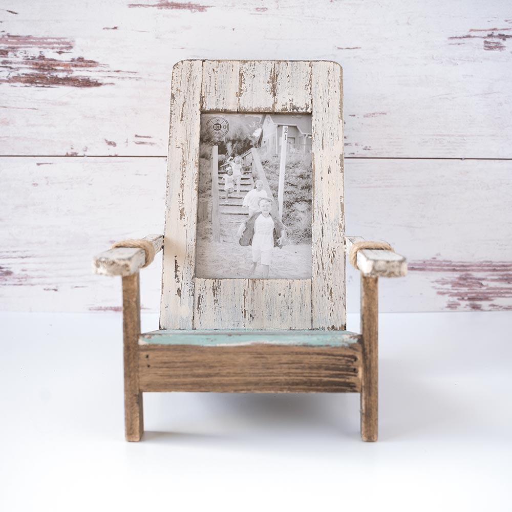 Wooden weathered beach chair picture frame by Beachcombers