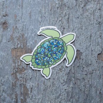 Sea Turtle sticker by The Happy Sea on a rustic piece of wood