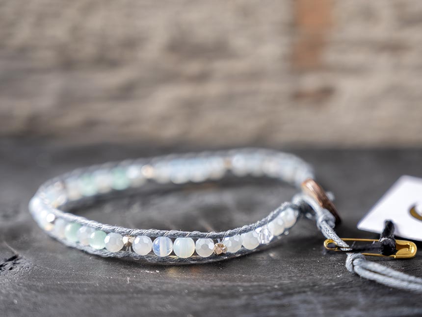 Side View of the Lotus and Luna When the Stars Align Moonstone Bracelet