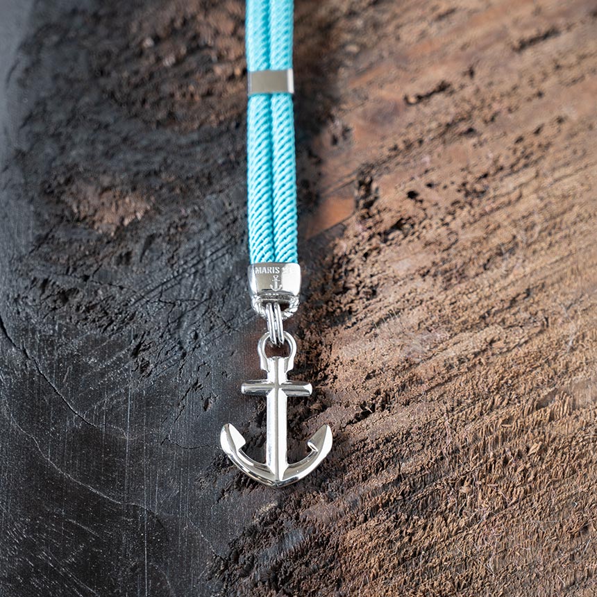 Top View of the Anchor of the Women's New Haven Anchor Bracelet in Turquoise by Maris Sal Nautical