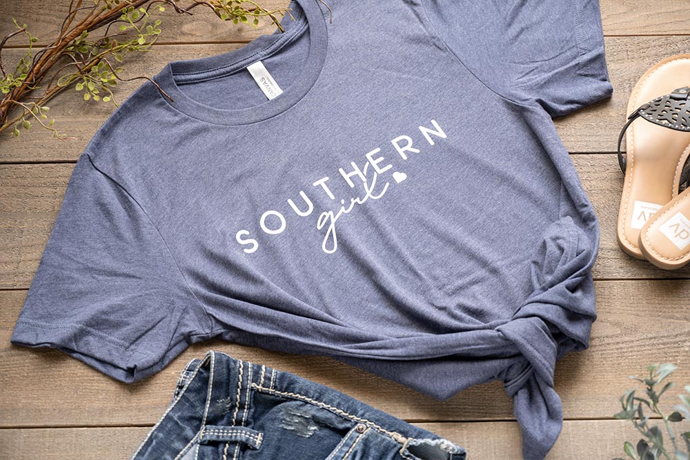 Flat Lay of the Humm & Willow Southern Girl Women’s Graphic Tee