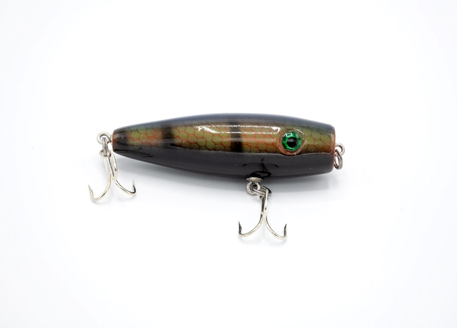 Blue and brown with red netting stiped pattern fishing lure by JL Lures