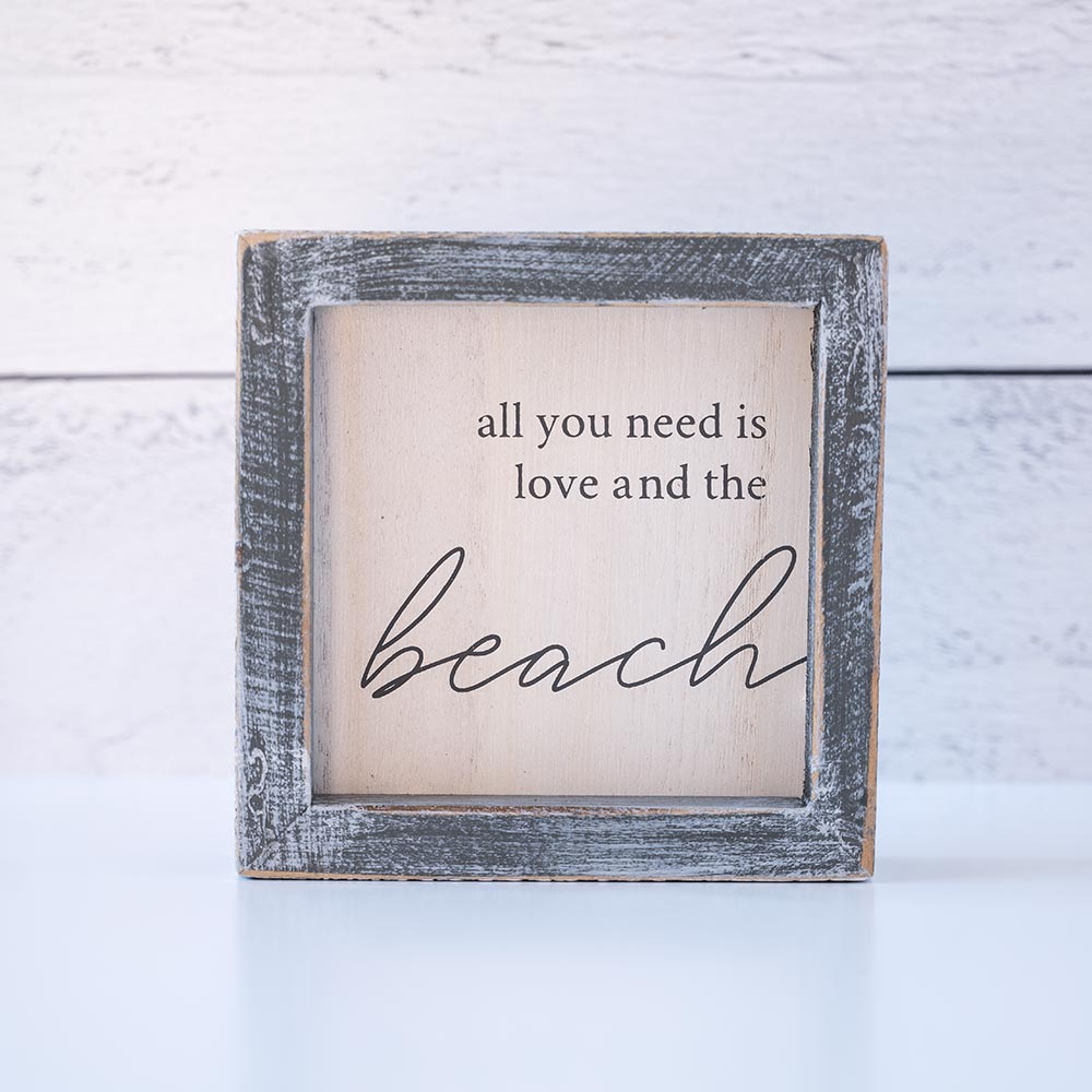 Gia Roma All You Need is Love wooden home accent against white wooden background