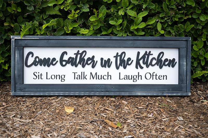 Handmade Wooden Come Gather in the Kitchen Sign by Pine Designs