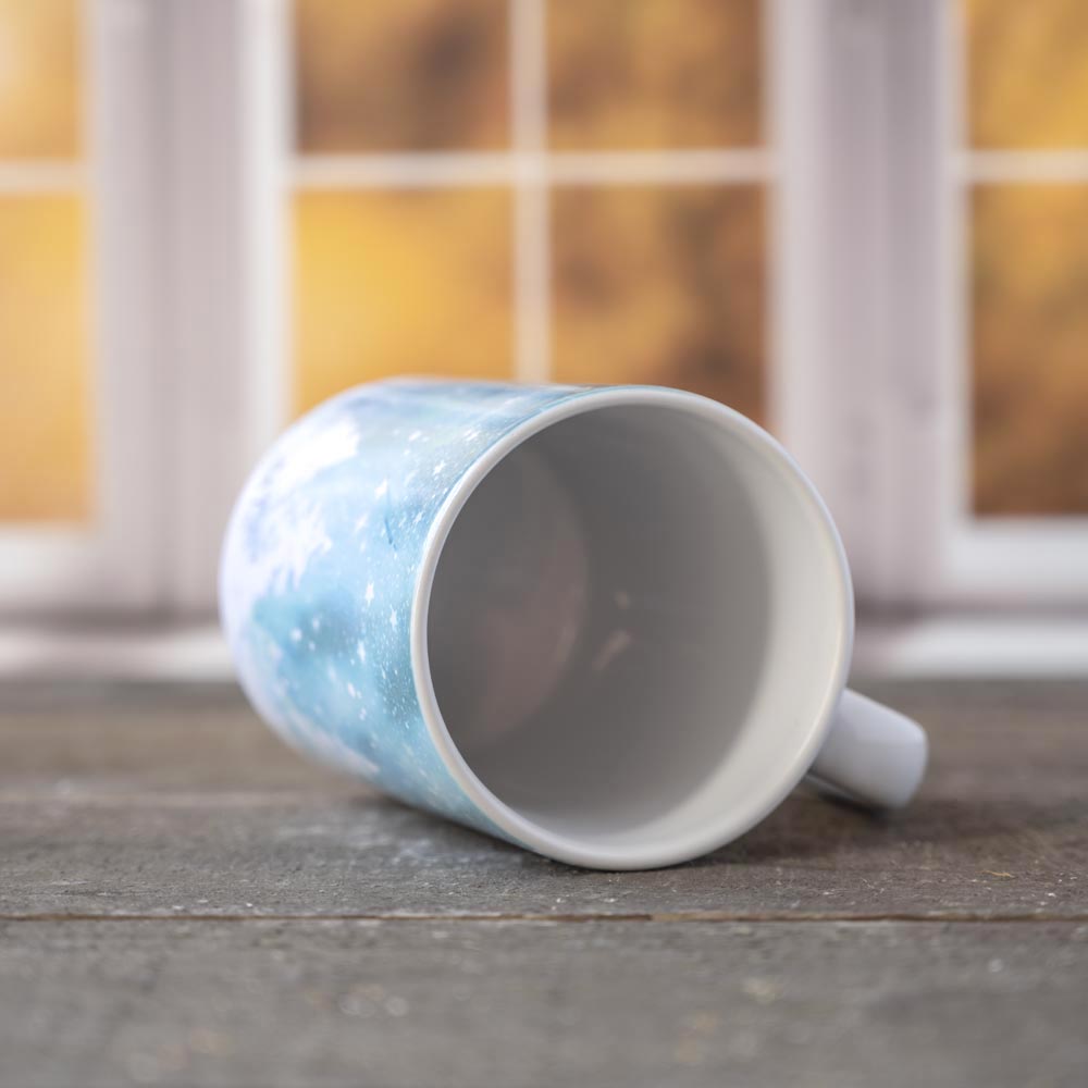Lay Down View of the Snow & Ice Winter Mug by Florae & Snow