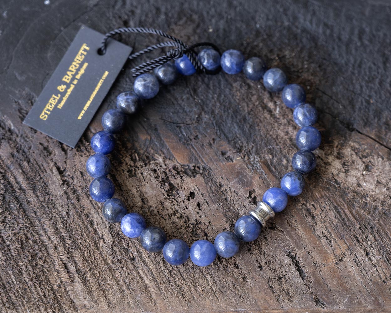 Top View of the Steel and Barnett Navy Stones and Beads Bracelet