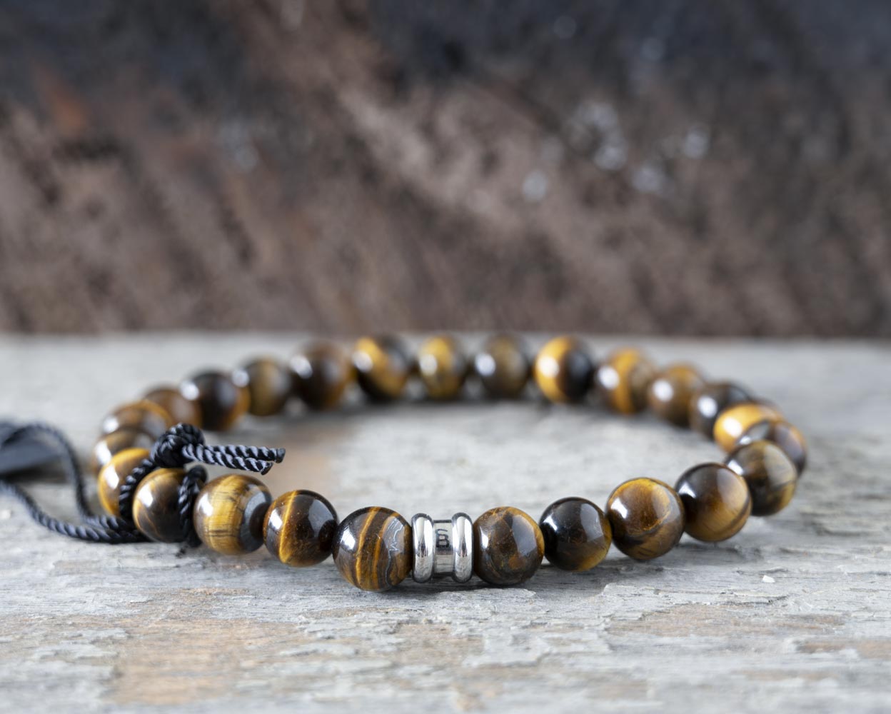 Front View of the Steel and Barnett Tiger Stones and Beads Bracelet