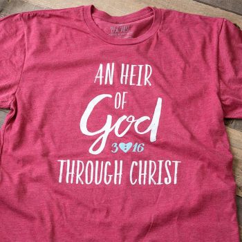 An Heir of God Through Christ Premium Graphic Tee in the color Cardinal by 1350 West Boutique & Gallery
