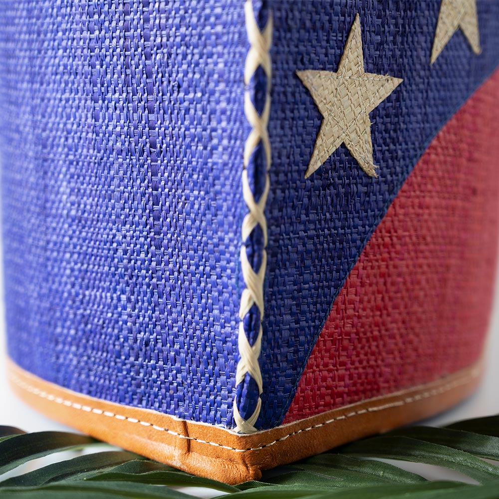 The American Flag Straw Tote Bag bu Shebobo Bottom Closeup View