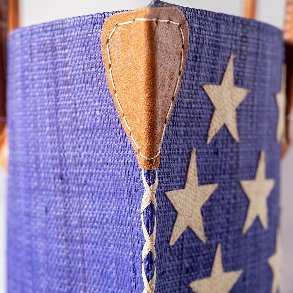 Top closeup view of the Shebobo American Flag Straw Tote Bag