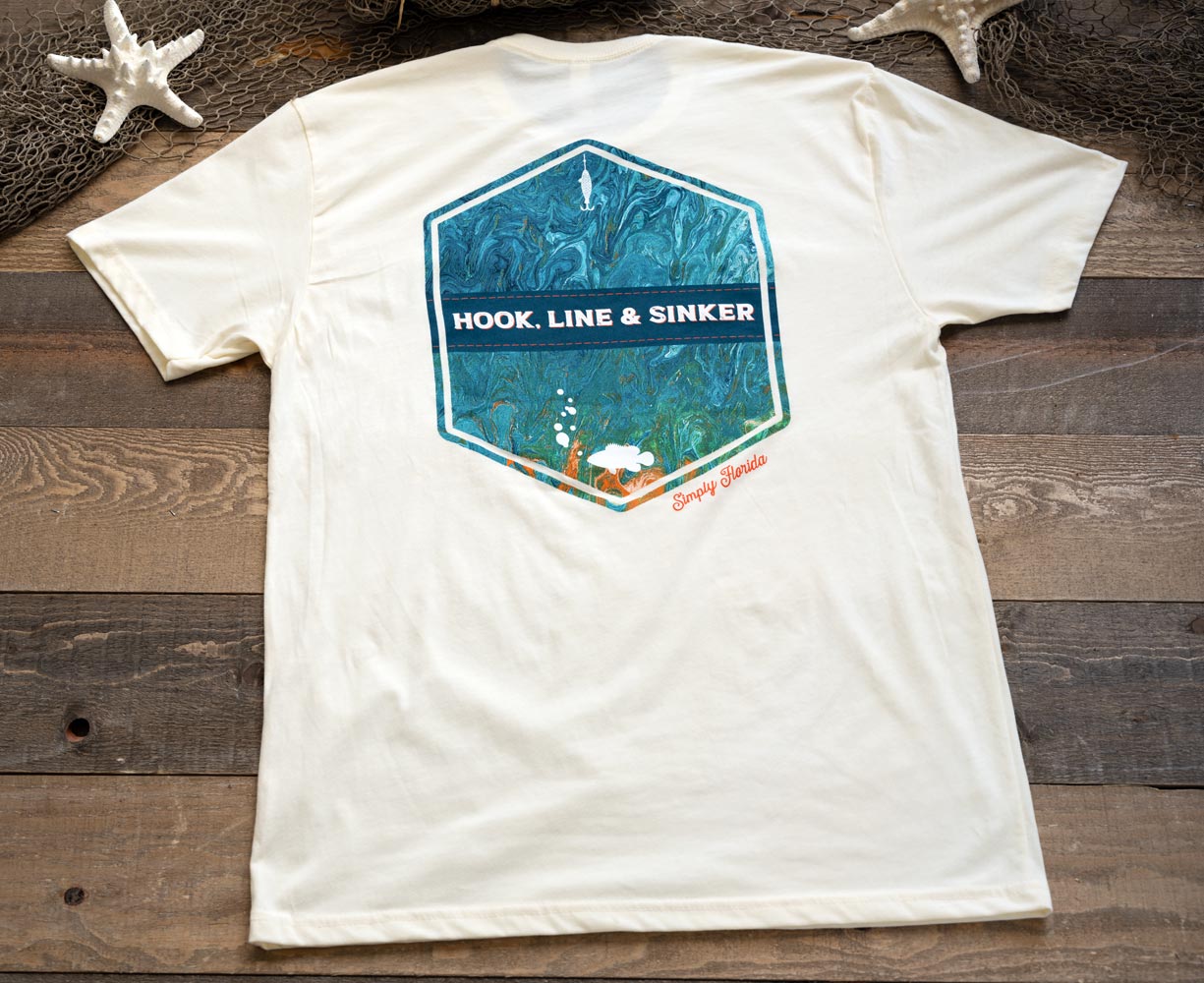 Back View of the Simply Florida Hook, Line & Sinker Graphic Tee by 1350 West LLC