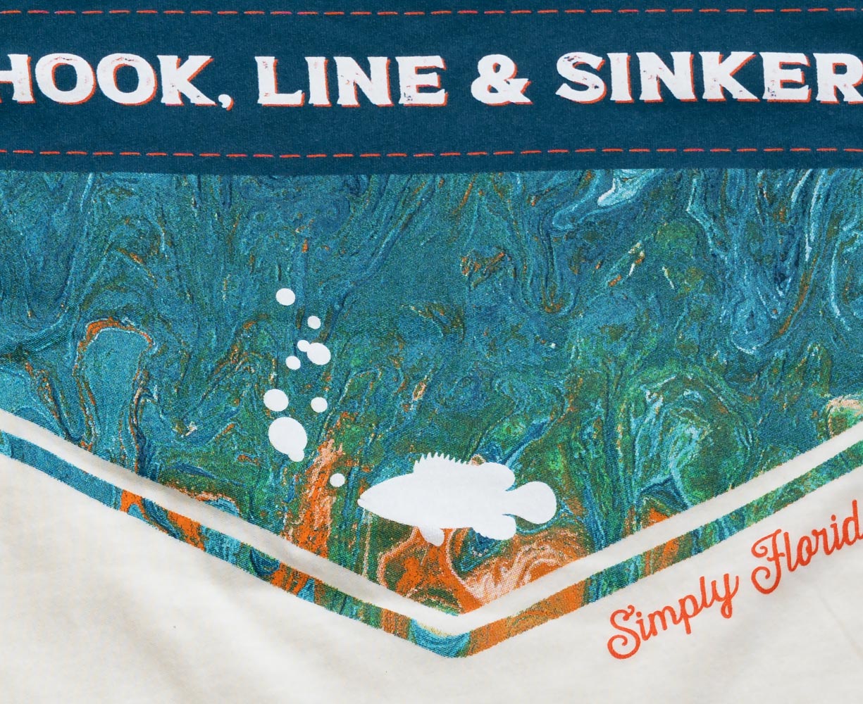 Back View of the Simply Florida Hook, Line & Sinker Graphic Tee by 1350 West LLC